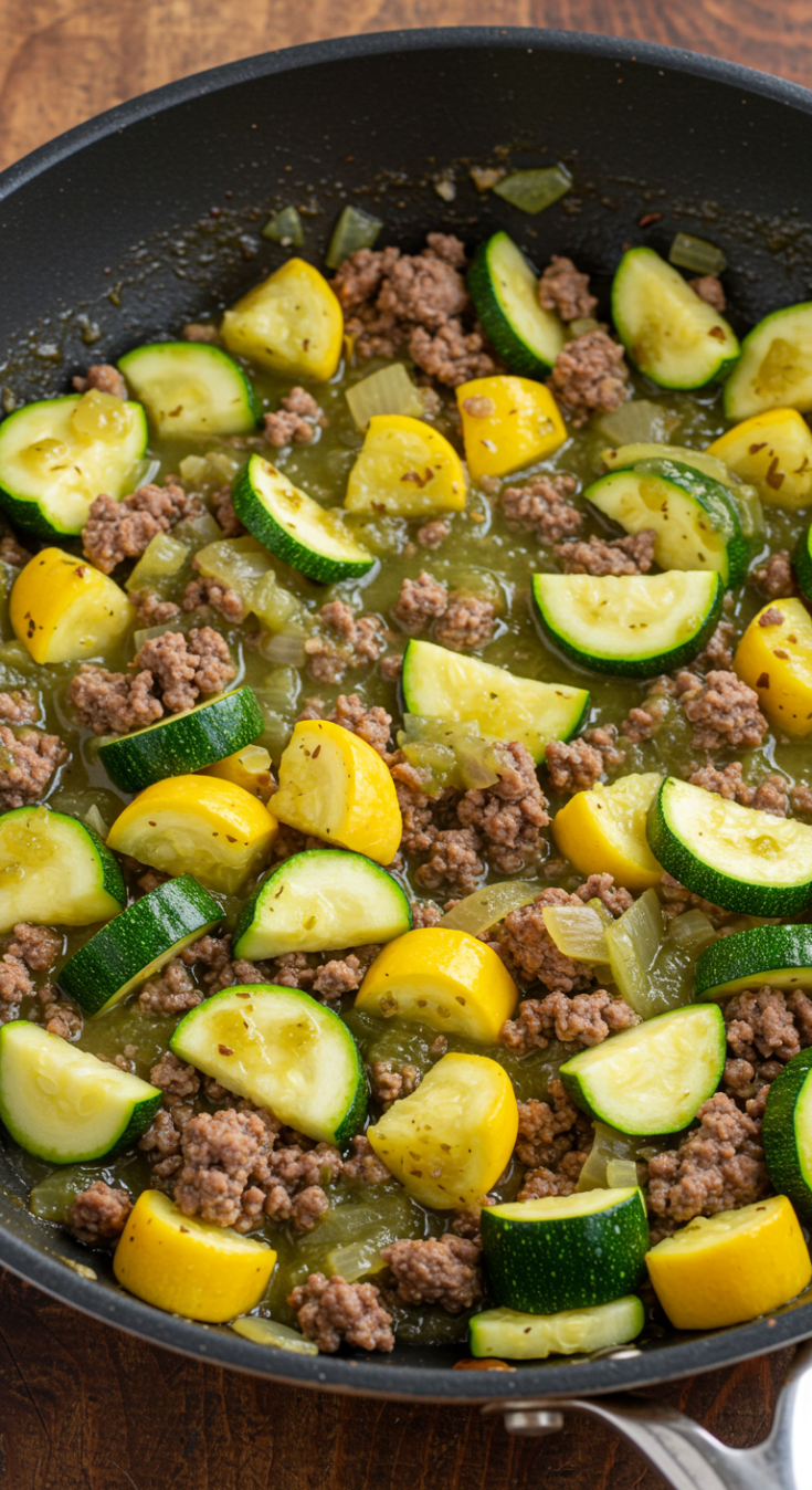 Calabacitas con Carne Molida en Salsa Verde