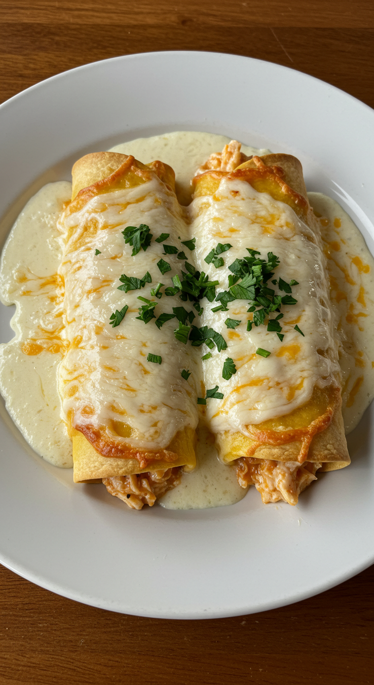 Chicken Enchiladas with Sour Cream White Sauce