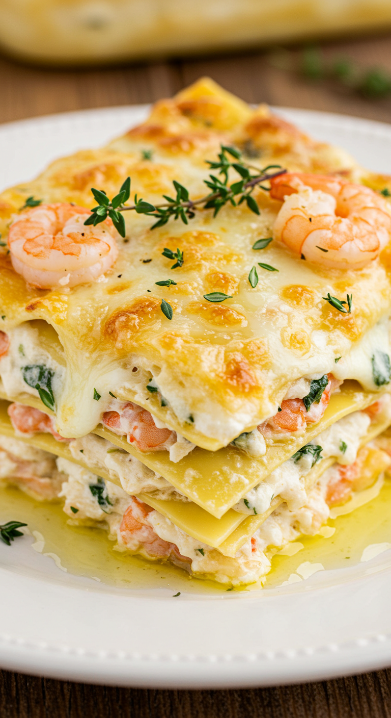 Garlic Butter Shrimp Scampi Lasagna