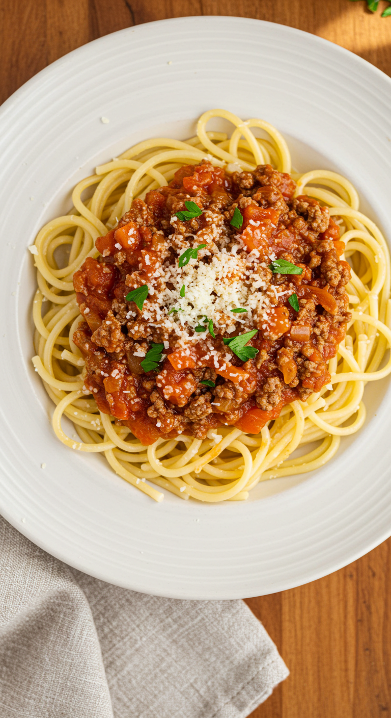 Old-Fashioned Spaghetti with Hearty Meat Sauce