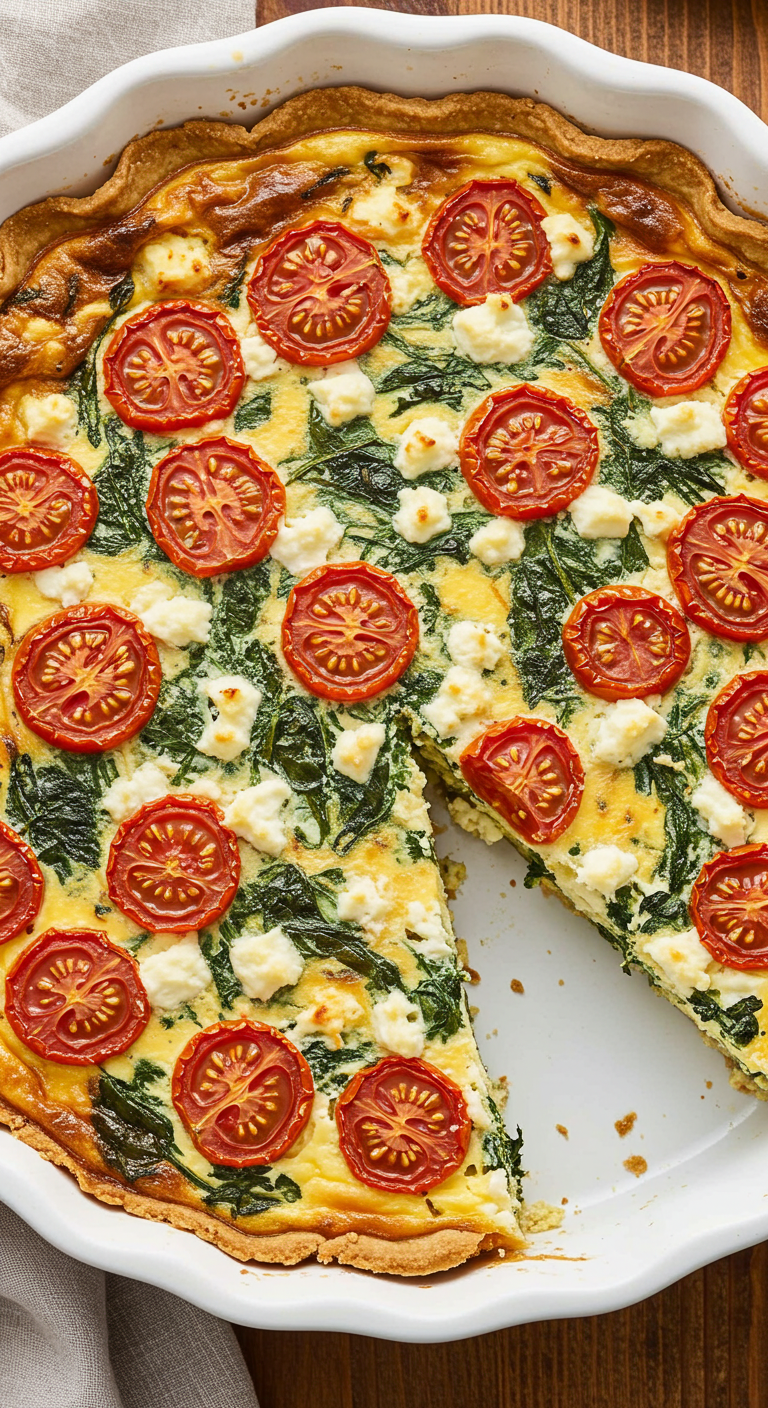 Crustless Spinach, Tomato & Feta Quiche