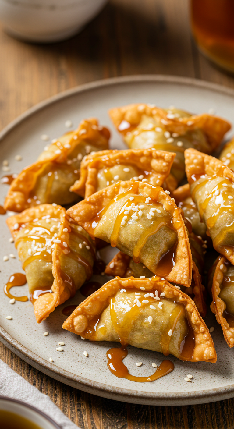 Easy Air Fryer Caramel Apple Wontons
