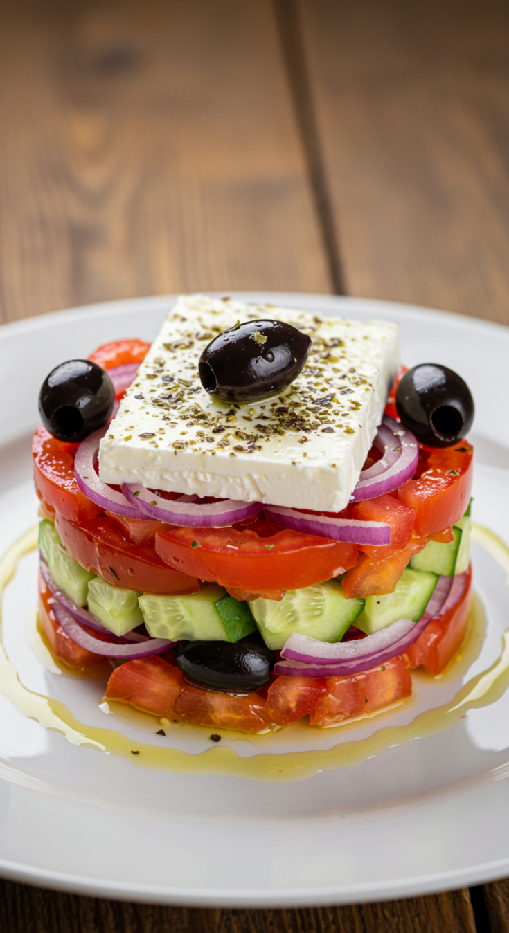 Greek Feta Salad Tower