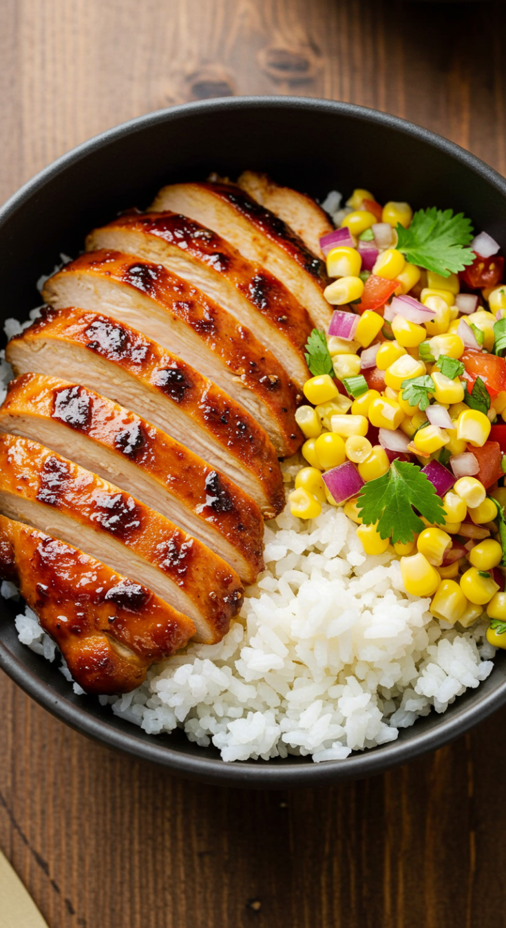 Honey Chipotle Chicken Bowls with Corn Salsa