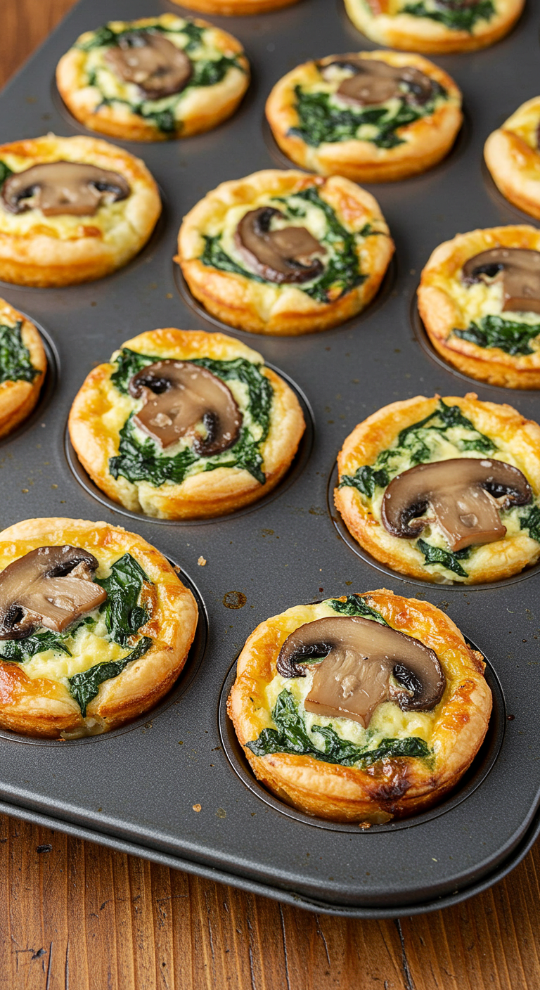 Mini Mushroom and Spinach Quiche