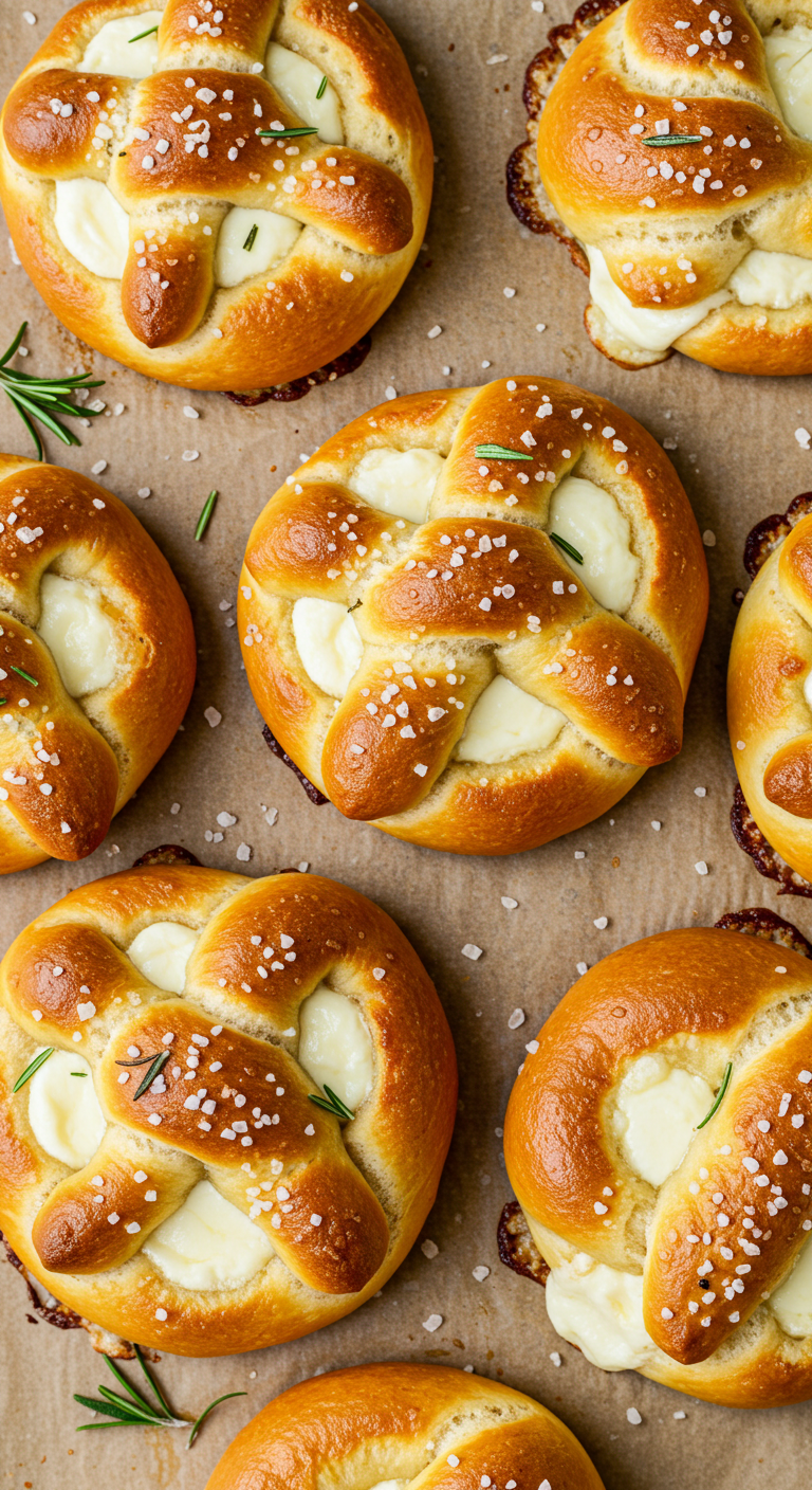 Mozzarella Stuffed Rosemary Parmesan Soft Pretzels