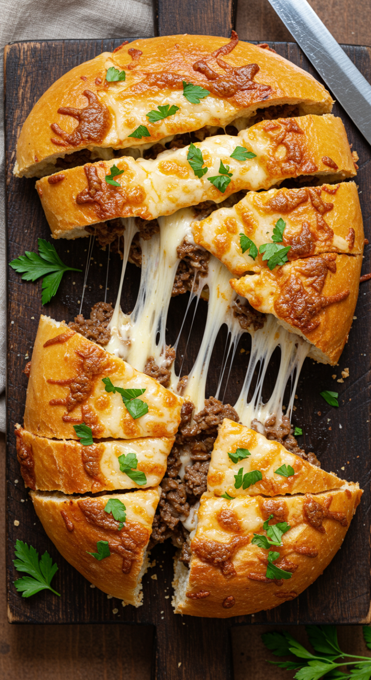 Philly Cheesesteak Cheesy Bread