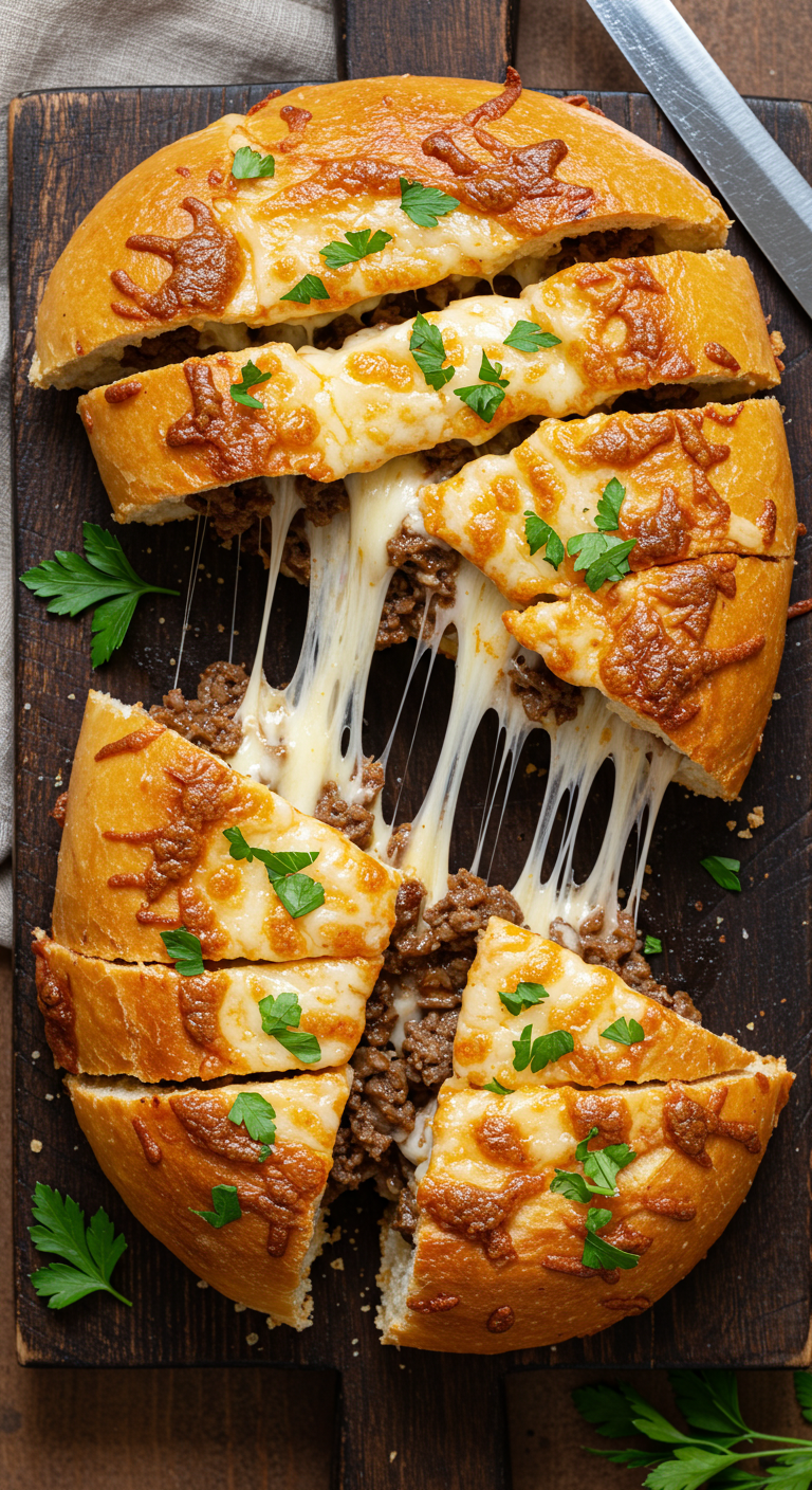 Philly Cheesesteak Cheesy Bread