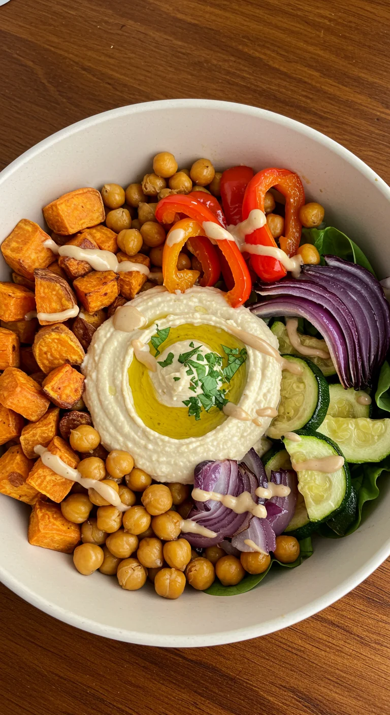Roasted Veggie and Hummus Bowl