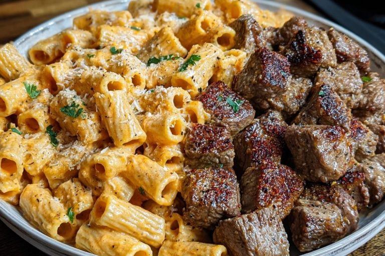 Cajun Steak Cheesy Rigatoni Parmesan