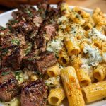 Cheesy Garlic Butter Steak with Rigatoni in Four-Cheese Sauce