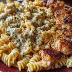 Cheesy Rotini with Garlic Parmesan Chicken Easy Pasta Dinner