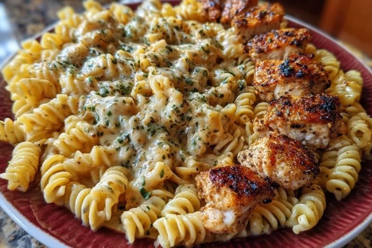 Cheesy Rotini with Garlic Parmesan Chicken Easy Pasta Dinner