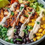 Chipotle Chicken Bowl with Black Beans, Corn, & Creamy Sauce