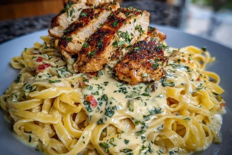Creamy Cajun Chicken Fettuccine with Garlic Mozzarella Cheese Sauce