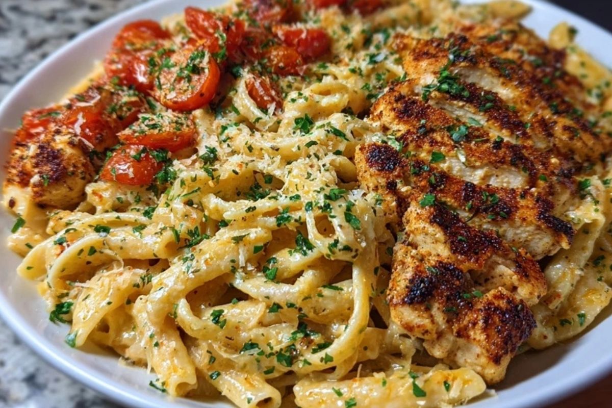 Creamy Cajun Chicken Pasta with Parmesan, Garlic, and Mozzarella