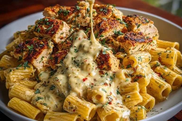 Creamy Cajun Chicken Rigatoni with Garlic Mozzarella Sauce
