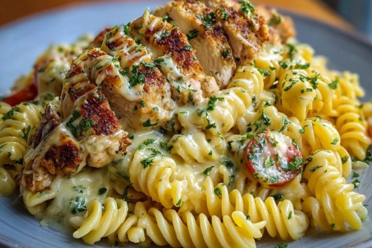 Creamy Cajun Chicken Rotini with Garlic Mozzarella Sauce
