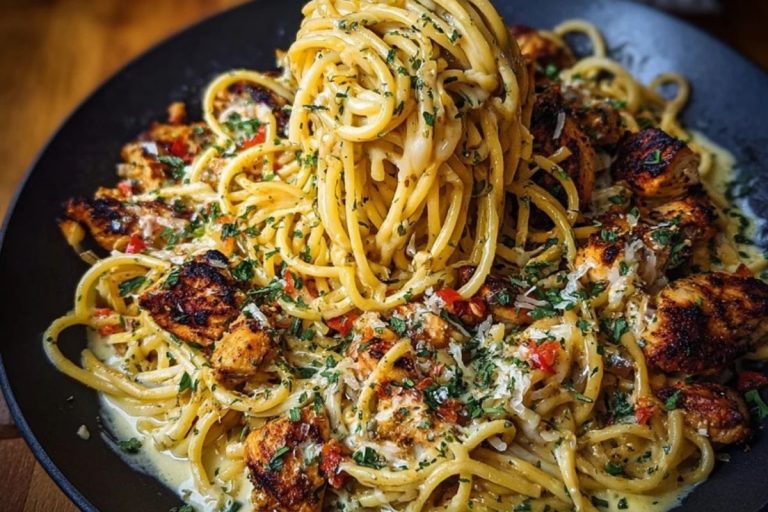 Creamy Cajun Chicken Spaghetti with Garlic Mozzarella Sauce