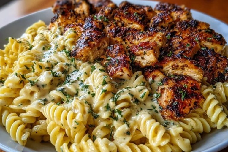 Creamy Parmesan Rotini with Cajun Garlic Butter Chicken