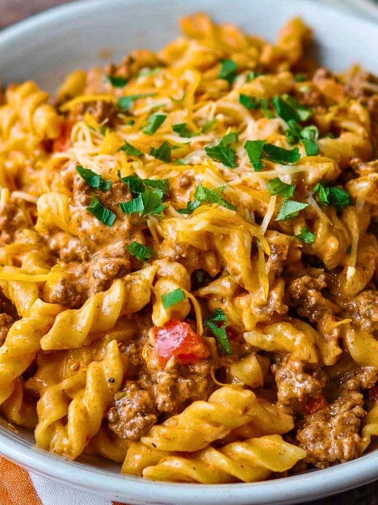 Creamy Rotel Pasta & Ground Beef