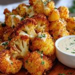 Crispy Baked Cauliflower Bites with Garlic Sauce