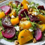 Golden Beet Salad with Goat Cheese and Walnuts