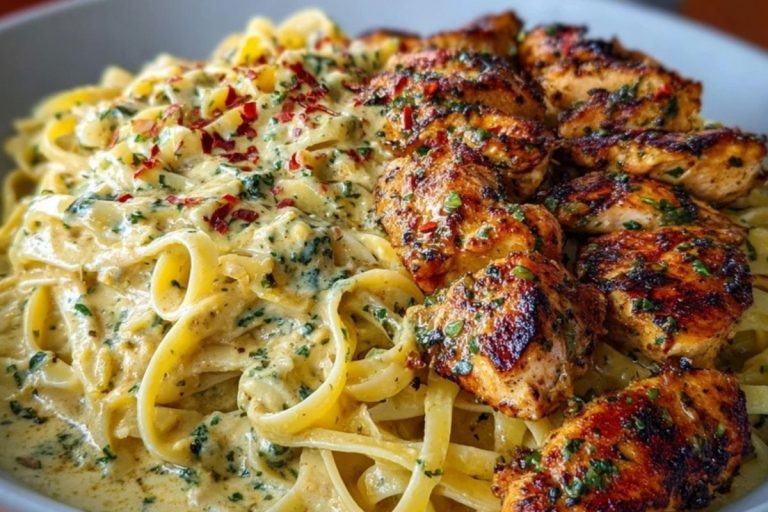 Golden Garlic Butter Chicken with Creamy Parmesan Linguine