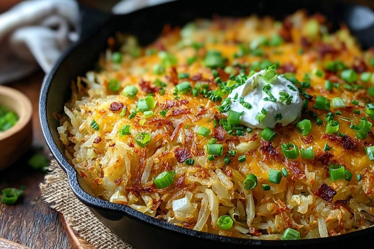Irish Cheddar & Cabbage Hash Brown Skillet