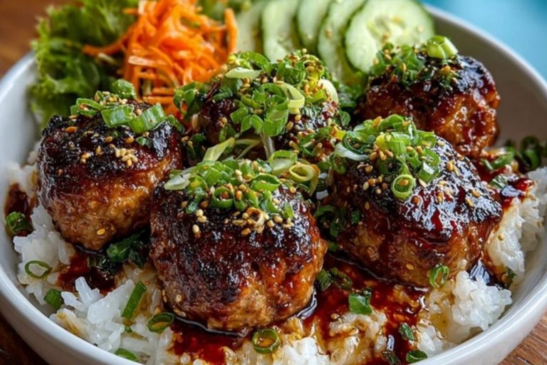 Korean BBQ Meatball Rice Bowls