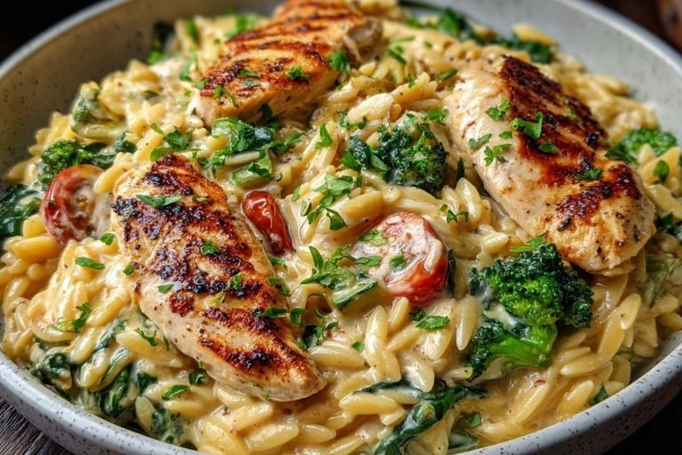 Mediterranean Creamy Chicken Orzo