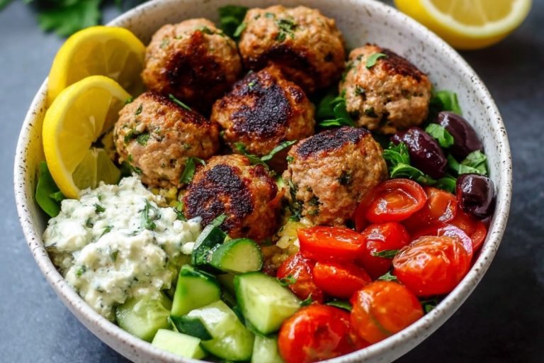 Quick & Healthy Mediterranean Turkey Meatball Bowl