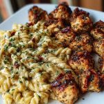 Tuscan Garlic Chicken Bites & Sun-Dried Tomato Cajun Alfredo Pasta