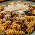 Beef and Rotini in Garlic Parmesan Sauce