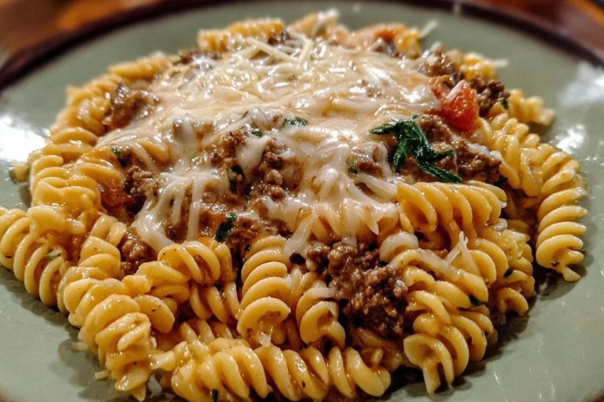 Beef and Rotini in Garlic Parmesan Sauce