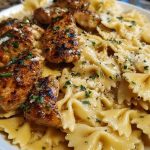 Bowtie Pasta with Creamy Cajun Chicken and Mozzarella Cheese Sauce