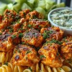 Buffalo Garlic Chicken Bites & Ranch Cajun Alfredo Twisted Pasta