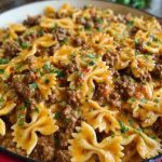 Cajun Cream Cheese Alfredo Bowties with Spiced Ground Beef
