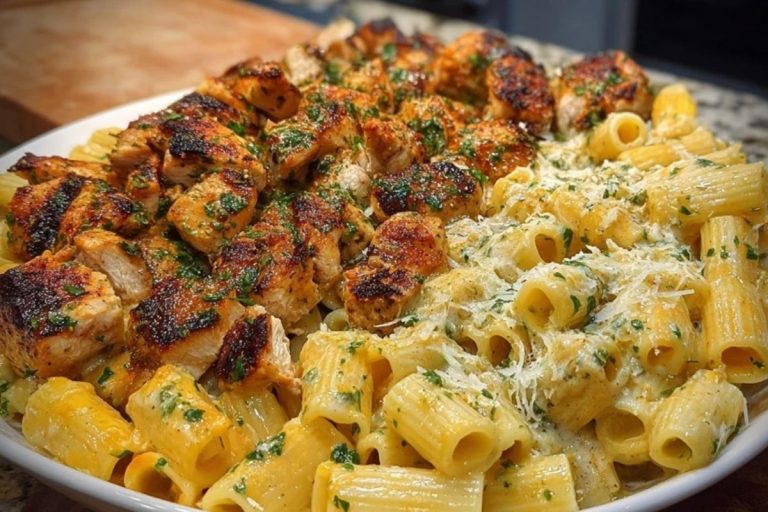 Cheesy Rigatoni with Garlic Parmesan Chicken