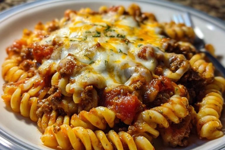 Cheesy Velveeta Rotini with Italian Beef Marinara
