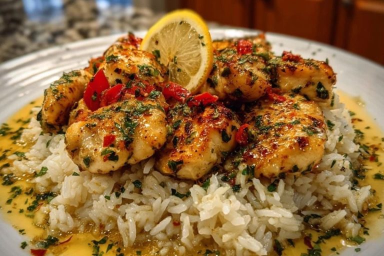 Chicken Scampi with Creamy Garlic Parmesan Rice