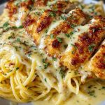 Chicken Smothered in Cheesy Alfredo Three-Cheese Spaghetti Sauce