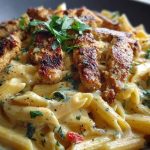 Creamy Cajun Chicken Penne Pasta with Garlic Mozzarella Sauce