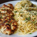 Creamy Garlic Parmesan Chicken with Cheesy Spaghetti