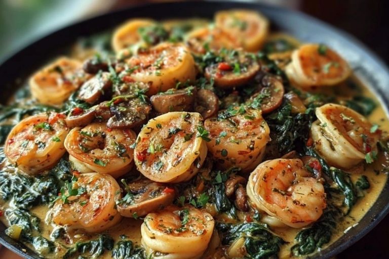Creamy Spinach Mushroom Shrimp Shells