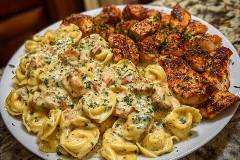 Easy Creamy Velveeta Chicken Tortellini with Mozzarella Garlic Sauce One-Pot Dinner