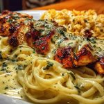 Garlic Butter Chicken with Velvety Parmesan Linguine