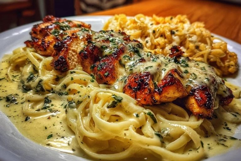 Garlic Butter Chicken with Velvety Parmesan Linguine