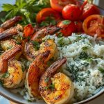 Garlic Butter Shrimp Bowl Recipe with Creamy Herb Rice