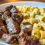 Garlic Butter Steak with Creamy Parmesan Rigatoni
